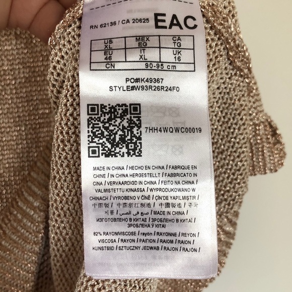 NWT Guess Metallic turtle neck sweater Pink XL - Picture 12 of 14